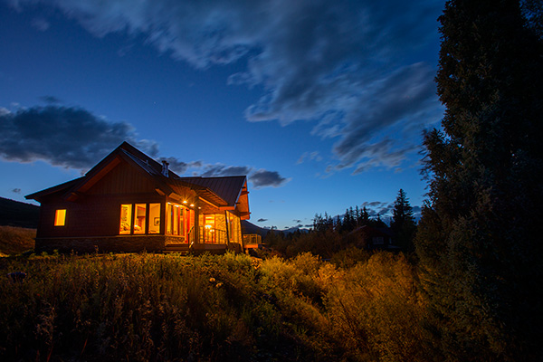 Night view of custom mountain home